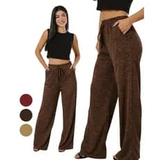 Calça Feminina Pantalona Moletinho Lanzinha cintura alta com Bolso confortavel pra inverno