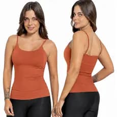 Blusa Regata de Alça Alta Compressão em Poliamida Busto duplo Moda Blogueira
