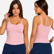 Blusa Cropped Alça Poliamid Alta Compressão Blogueira Academia Fitness