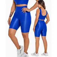 Bermuda shorts Corrida Academia Poliamida Canelada Brilho Proteção UV