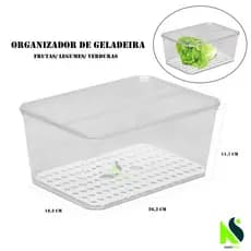 Organizador de Geladeira Com Tampa 4 litros Pote Cesto Porta Frutas Salada Verduras Legumes