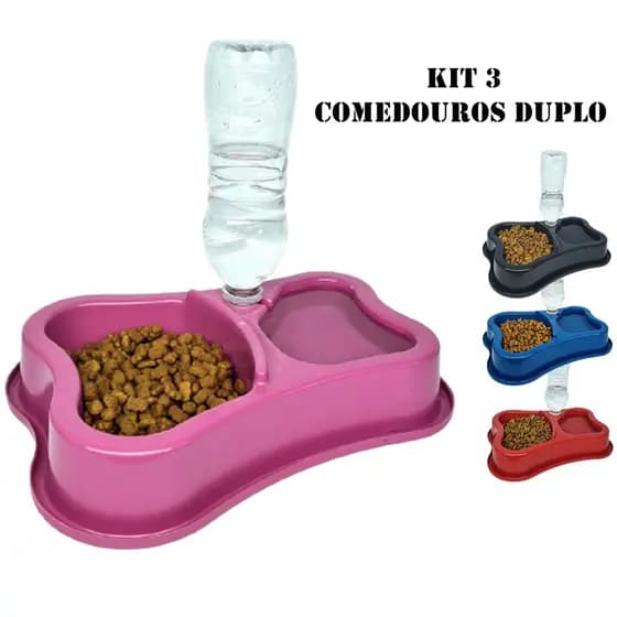 Kit 3 Comedouro Duplo Anti Formiga