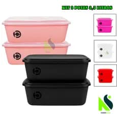 Kit 2 Potes plasticos com tampa 3,5 litros