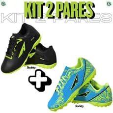 Kit 2 Pares Chuteira Infantil+Adulto Society Leve Macio Confortavel Macio Desconto Promoção