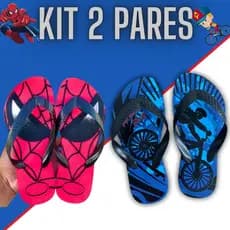 Kit 2 Pares Chinelo Sandalia Masculino Infantil Calçado Menino Antiderrapante Criança Confortável Macio Leve Personagens