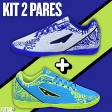 Kit 2 Pares Chuteira Futsal Adulto Masculino Quadra Original Corfortavel Solado Colado Desconto