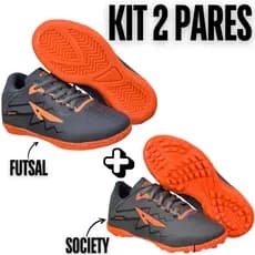 2 Pares Chuteira Futsal+Society Infantil Masculino Quadra+Campo Macio Leve E Antiderrapante Promoção