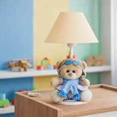 Abajur Infantil Ursinho Aviador Luminária Quarto Bebê Decoração