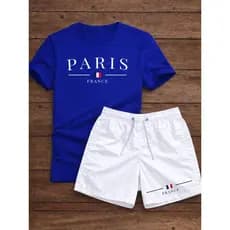 Kit Conjunto Camiseta Paris + Short Tectel France - Masculino Verão Camisa Bermuda Praia