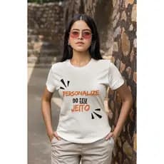 Camiseta Feminina Baby Look Dry Fit Branca Personalizada por Sublimação