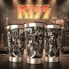 Copo Térmico Kiss 473ml Inox Gravação 360 Glam Hard Rock