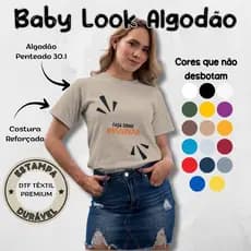 Camiseta Babylook Feminina PERSONALIZADA - 100% Algodão Penteado