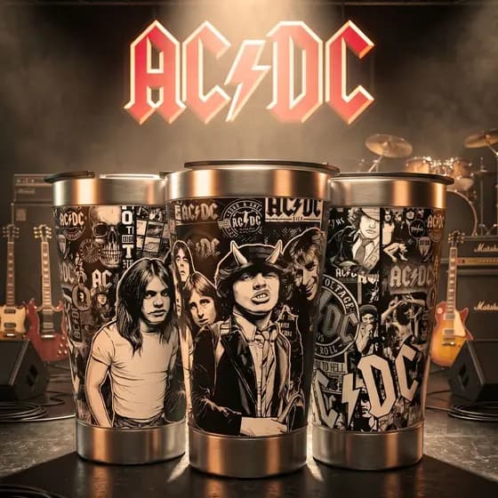 Copo Térmico AC/DC 473ml Inox Gravação 360 Rock N Roll
