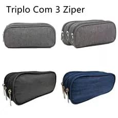 Estojo Escolar Masculino Feminino Grande 3 Ziperes Triplo