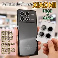 Película de Câmera XIAOMI Strass Poco X6 Pro/X6/X5/X7/X6Neo/X5PRO Redmi 15C/14C/13C/13 Protetor da Lente Diamante brilho