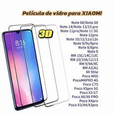 Película Vidro Temperado 3D Espessura Para Redmi Note 7 8 9 10 11 12 13 14 10A 10C 12C 13C 14C 15C A1 A2 A3 A5