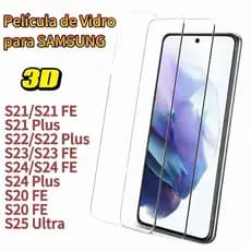 Películas 3D Vidro Temperado Samsung Galaxy S10 S20 S21 FE S22 S23 S24 S25 | Proteção 9H