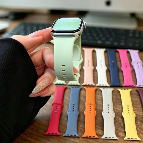 Pulseira Apple Watch Silicone Compatível Relógio 38mm/40mm/41mm/42mm/44mm/45mm/46mm/49mm