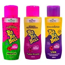 Kit 3 Sabonete Liquido Intimo Baba Bell Chiclete Tutti Frutti Uva e Melancia Higiene Íntima