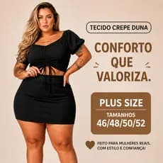 Conjunto Feminino Plus Size Shorts+cropped Gg G1 G2 Festa