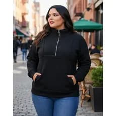 Blusa Jaqueta Moletom Plus Size Feminino Quentinho Peluciado Confortável Com Bolso E Zíper Frontal