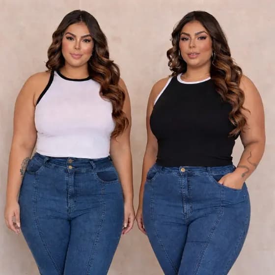 Regata Feminina Plus Size  Com Alça Larga Básica Premium Ajuste Perfeito