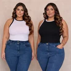 Regata Feminina Plus Size  Com Alça Larga Básica Premium Ajuste Perfeito