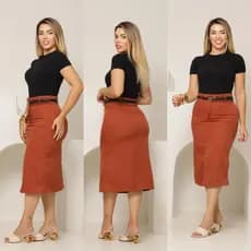 SAIA MIDI EVANGÉLICA BOLSO FRONTAL TECIDO ALFATARIA
