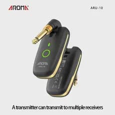 Aroma Aru-10 Sistema de Recetor e Transmissor de Pickup de Guitarra Eléctrica 7 Canais UHF para Amplificador de Baixo