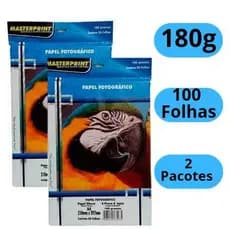 Papel Fotografico 180g Glossy 100 folhas Á prova D’água Brilhante Premium