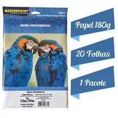 Papel Fotografico Foto Glossy 180gr 20 folhas Resistente a Água Branco