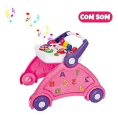 Andador Didático Musical Educativo Mesa Bebê Cor Rosa