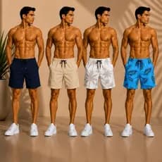 Kit 4 Shorts Masculino Mauricinho De Tactel Grosso Premium Liso Estampado C 3 Bolsos Bermuda Verão