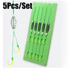 5 peças de anzóis verde fluorescente, tipo chuveirinho , aço carbono gancho de pesca TAM -13