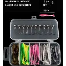 Isca artificial macia para pesca , iscas falsas roscadas, cabeça de chumbo ganchos 10 pçs, Lure, Soft , 25 pcs