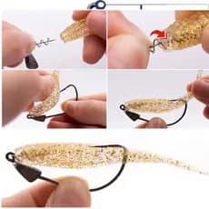 Anzol, Gancho de pesca equipamento para isca de minhoca macia, com pino de bloqueio giratório gancho de isca giratória..