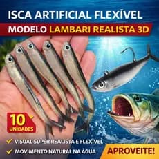Isca artificial, flexível modelo lambari realista 3d