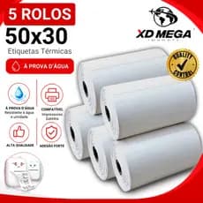 5 rolo etiqueta adesiva 50x30 impressora gatinho Prova Dagua