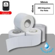 5 ROLO ETIQUETA PROVA DAGUA MINI IMPRESSORA XD-210 - 50X40