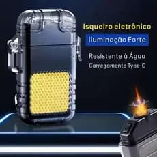 Isqueiro Elétrico Recarregável USB Luz Led Indução não Apaga Com o Vento
