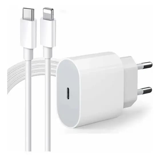 Kit Carregador De iPhone Fonte com Cabo Carregamento Rápido 1m PD 20w