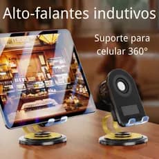 Suporte Para Telefone Com Alto-Falante Estéreo    Detecção De 360 ° Giratório Preguiçoso Tablet