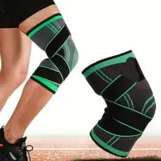 Joelheira de Compressão Verde com Suporte 360° para Joelho Corrida Academia