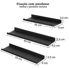 Prateleira Flutuante de Parede em Chapa Metálica 30cm 35cm 40cm