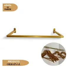 Arara Para Roupas Quadrada Industrial Dourada Completa