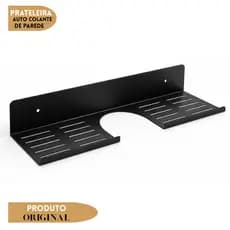 Prateleira Metálica Autocolante Decorativa P/ Banheiro Preta Organizador Pia Sem Furar Fixação Rápida