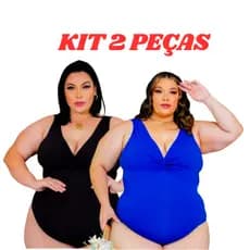 Kit C2 Body Plus Size Feminino Maiô Alça Larga Moda Praia, Costa Nua Biquini