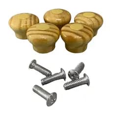 Kit 5 Pomel Pegador Puxador de Madeira Premium Para Tampa de Panela Parafuso Vidro, Aluminio e Ferro