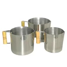 Jogo Kit Conjunto de Leiteira Fervedor Canecao Copo Reforçado 3 peças Aluminio Cabo de Madeira