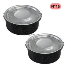 Kit 2 Marmita Pop Organizador N°16 Redonda com Trava de Aluminio Preto 1,3 lts